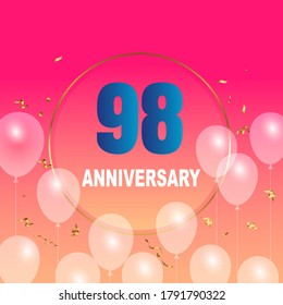 98 year anniversary celebration, vector design for celebrations, invitation cards and greeting cards