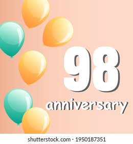 98 year anniversary celebration, vector design for celebrations, invitation cards and greeting cards