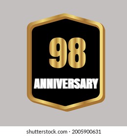 Celebración del 98 aniversario, diseño vectorial para celebraciones, tarjetas de invitación y tarjetas de felicitación