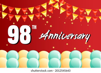 98 year anniversary celebration, vector design for celebrations, invitation cards and greeting cards