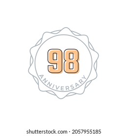 98 Year Anniversary Celebration Vector Badge. Happy Anniversary Greeting Celebrates Template Design Illustration