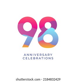 Plantilla de diseño de 98 años. ilustración de plantilla de vector