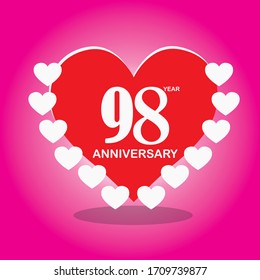 98 años, diseño vectorial con amor por las celebraciones, tarjetas de invitación y tarjetas de felicitación