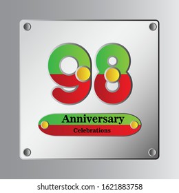 98 Year Anniversary Vector Template Design Illustration