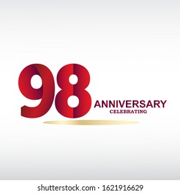 98 Year Anniversary Vector Template Design Illustration
