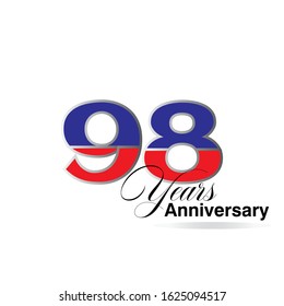 98 Year Anniversary Vector Template Design Illustration