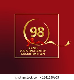 98 Year Anniversary Vector Template Design Illustration