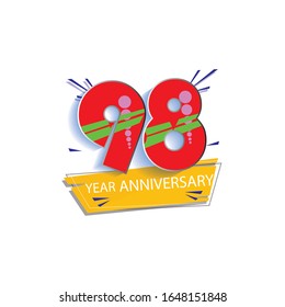 98 Year Anniversary Vector Template Design Illustration