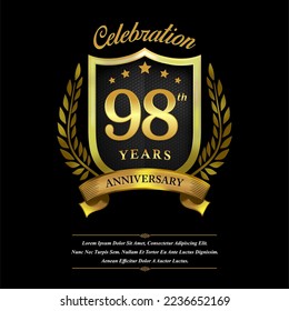 98 year celebration anniversary logo vector isolated on black background