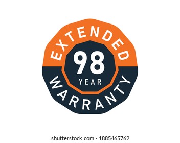 98 year warranty badges isolated on white background. 98 years Extended warranty