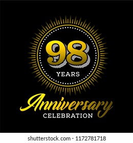 98 years anniversary celebration gold logo