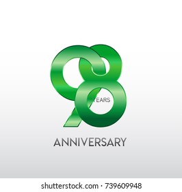 98 Years Anniversary Celebration green Design logo