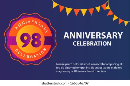 98 years anniversary celebration logo vector template design illustration