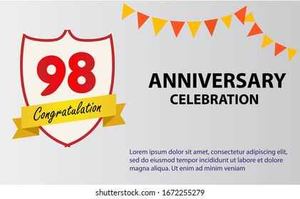 98 years anniversary celebration logo vector template design