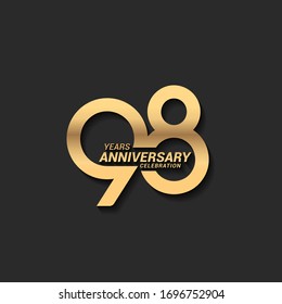 98 years anniversary celebration logotype with elegant modern number gold color for celebration