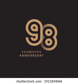98 years anniversary celebration logotype with modern number gold color for celebration