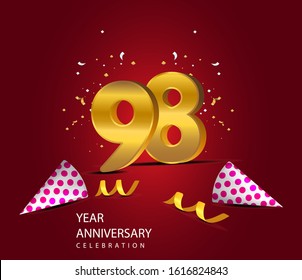 98 Years Anniversary Celebration Vector Template Design Illustration