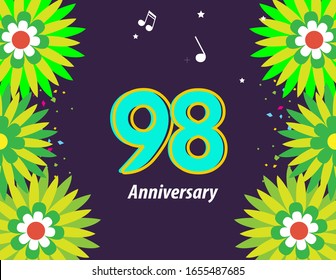 98 Years Anniversary Celebration Vector Template Design Illustration