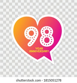 98 Years Anniversary Celebration Vector Template Design Illustration