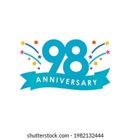 98 Years Anniversary Celebration Vector Template Design Illustration. Vector Eps10