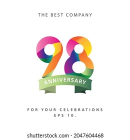 98 Years Anniversary Celebration Vector Template Design Illustration