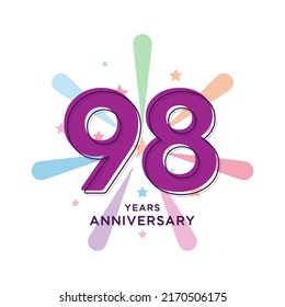98 Years Anniversary Celebration Vector Template Design Illustration