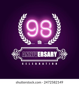 98 years anniversary celebration vector template design illustration