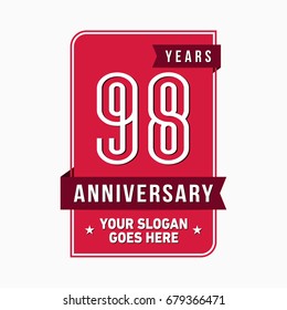 98 years anniversary design template. Vector and illustration.