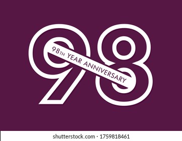 98 años de vectores de imágenes de aniversario, logotipo de celebración del 98º aniversario 
