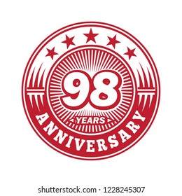 98 years anniversary. Anniversary logo design. Vector and illustration.
