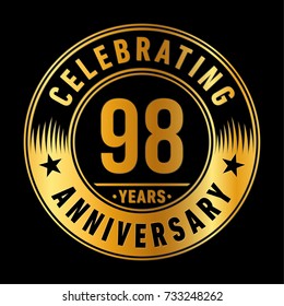 98 years anniversary logo template. Vector and illustration.