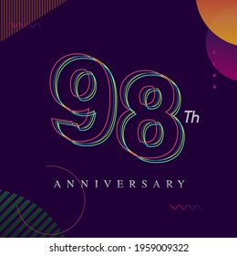 98 years anniversary logo, vector design birthday celebration with colorful geometric background and circles shape.