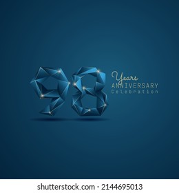 98 years anniversary logotype with blue low poly style. Vector Template Design Illustration.