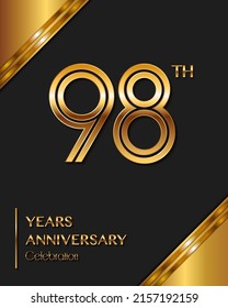 98 Years Anniversary logotype. Anniversary celebration template design for booklet, leaflet, magazine, brochure poster, banner, web, invitation or greeting card. Vector illustrations.