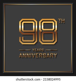 98 Years Anniversary logotype. Anniversary celebration template design for booklet, leaflet, magazine, brochure poster, banner, web, invitation or greeting card. Vector illustrations.