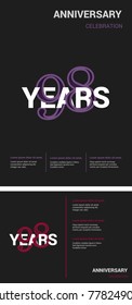 98 Years Anniversary Logotype design with overlapping styles between numbers and letters