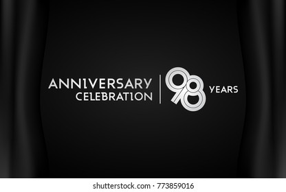 98 Years Anniversary Logotype with   Silver Multi Linear Number Isolated on Dark Background