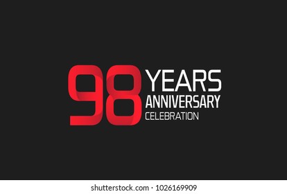 98 years anniversary logotype simple design with red and white color isolated on black background