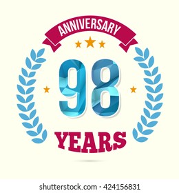 98 Years Anniversary with Low Poly Design and Laurel Ornaments