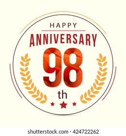 98 Years Anniversary with Low Poly Design and Laurel Ornaments