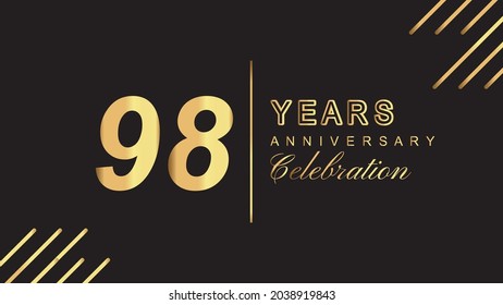 98 years anniversary luxury gold isolated on black background for 98th anniversary celebration event vector