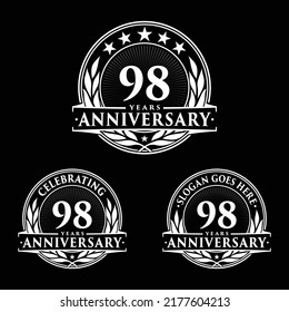 98 Jahre Jubiläum. 98. Kollektion des gefeierten Logos. Vektorgrafik und Illustration. 