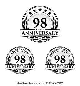 98 years anniversary set. 98th celebration logo collection. Vector and illustration. 