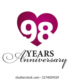 98 years anniversary white background