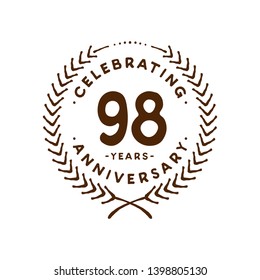98 years design template. 98th vector and illustration.