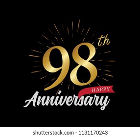 98 Years Gold Anniversary Celebration Simple Stock Vector (Royalty Free ...