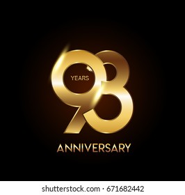 98 Years Gold Anniversary Celebration Overlapping Stock Vector (Royalty ...