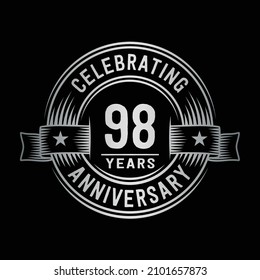 98 years logo design template. 98th anniversary vector and illustration.