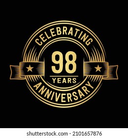 98 years logo design template. 98th anniversary vector and illustration.