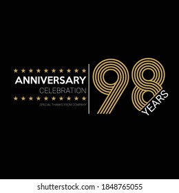 98 years old celebrating logo. happy anniversary 98th. Greetings celebrates.